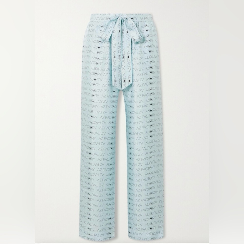 AZ Factory- Look But Don't Touch Printed 100% Silk Wide Leg Pants. Size FR 34